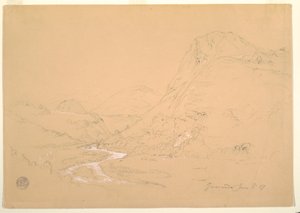 Tegning, dalen nær Guaranda, 3. juni 1857 af Frederic Edwin Church