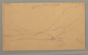 Tegning, Dalen fra Vallais, muligvis 1868 af Frederic Edwin Church
