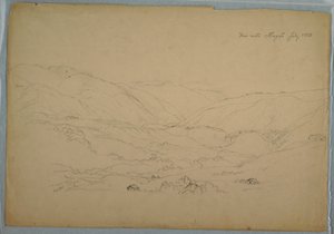 Tegning, dal nær Ibagué, Colombia, juli 1853 af Frederic Edwin Church