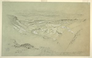 Tegning, El Arabah-dalen, 21. februar 1868 af Frederic Edwin Church