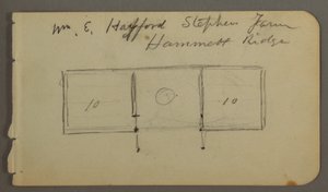Tegning, bagside: diagram af kahyt, muligvis 1878 af Frederic Edwin Church