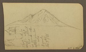 Tegning, Udsigt nær søens bred, Cuitzeo; bagside: Udsigt nær søens bred, Cuitzeo, februar 1885 af Frederic Edwin Church