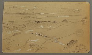Tegning, Udsigt over Wady el-Arabah, 20. februar 1868 af Frederic Edwin Church