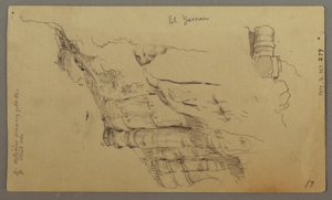 Tegning, Udsigt over Wady el-Arabah, 20. februar, muligvis 1868 af Frederic Edwin Church