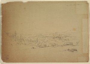 Tegning, Udsigt fra Grand Manan Island, Canada, til havet, september 1851 af Frederic Edwin Church