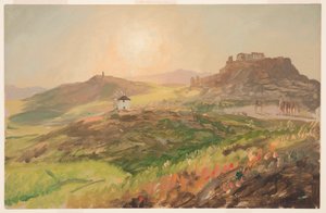 Tegning, Udsigt over Akropolis, Athen, april 1869 af Frederic Edwin Church