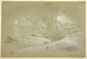 Tegning, Korsets vision, landskab med et fænomen, september 1868 af Frederic Edwin Church