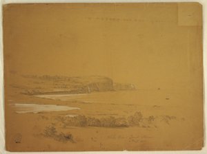 Tegning, Whale Cove, Grand Manan Island, Canada, september 1851 af Frederic Edwin Church