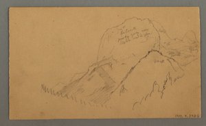 Tegning, skovklædte bjergtoppe, 27. juli 1868 af Frederic Edwin Church