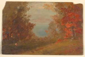 Tegning, skovbillede om efteråret (Hudson, New York eller Maine), 1860-70 af Frederic Edwin Church