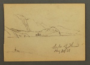Tegning, Thun-søen, Berner Oberland, 20. august 1868 af Frederic Edwin Church