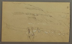 El Yemen-dalen, Arabien: Klippevæg med den øverste del, der ligner en række af søjler af Frederic Edwin Church