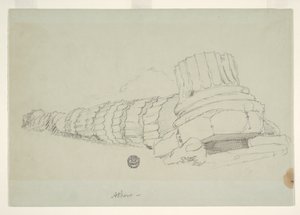 Faldet søjle af den olympiske Zeus tempel, Athen af Frederic Edwin Church
