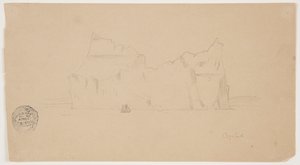 Flydende isbjerg med sejlbåd af Frederic Edwin Church