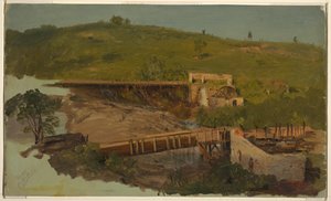 Bakke med viadukter og ruinerede møller, nær Catskill, New York af Frederic Edwin Church