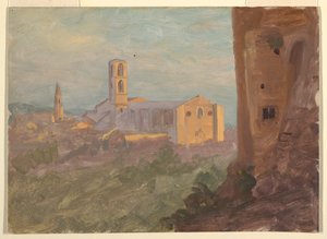 italiensk eller schweizisk by af Frederic Edwin Church