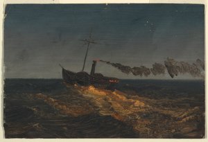 Hjuldamper i skumringen af Frederic Edwin Church