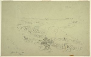 Siloam og Jerusalem, det sydøstlige hjørne af murene set fra Oliebjerget [Jerusalem og Silwan, Østjerusalem, Israel] af Frederic Edwin Church