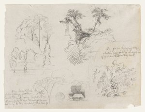 Skitser fra Sydamerika, sandsynligvis fra Colombia.  Botaniske skitser.  Et hus. af Frederic Edwin Church