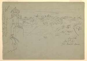 Udsigt over Tower ved Lydda, Palæstina [Ramleh, Israel] af Frederic Edwin Church