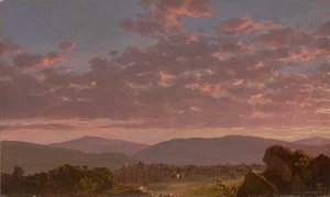 Tusmørke i Catskills 1849 (Olie på mølleplade) af Frederic Edwin Church