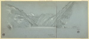 Udsigt over søen Konigssee med Falkenstein, nær Berchtesgaden, Bayern, Tyskland, del 2 af Frederic Edwin Church