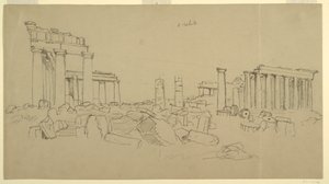 Udsigt over Parthenon og de omkringliggende ruinfragmenter fra Vesten, Athen, Grækenland af Frederic Edwin Church