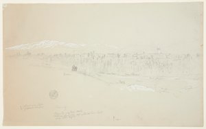 Landsbyen Kuseiyeh, Libanonbjerget i det fjerne af Frederic Edwin Church