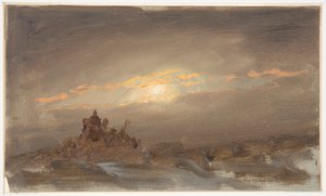 Vinterlandskab ved måneskin af Frederic Edwin Church