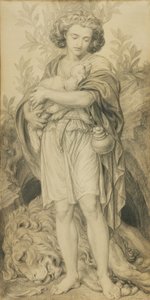 Søsterlig hjælp (blyant på papir) af Frederic James Shields