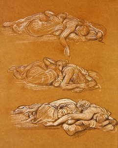 Cymon og Iphigenia (sort og hvidt kridt på papir) af Frederic Leighton