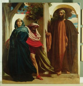 Jesabel og Akab mødtes af Elias, ca. 1862-3 af Frederic Leighton
