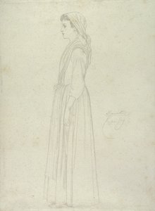 Marietta, Capri, 1859 (grafit på papir) af Frederic Leighton