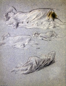 Undersøgelse for Cymon og Iphigenia (sort og hvid kridt på papir) af Frederic Leighton