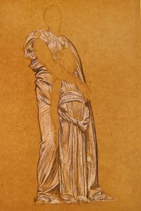 Study for the Dance (sort-hvidt kridt på papir) af Frederic Leighton