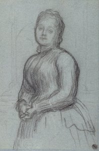 Studie til portrættet af Hannah, grevinde af Rosebery, ca. 1880 (kridt på papir) af Frederic Leighton