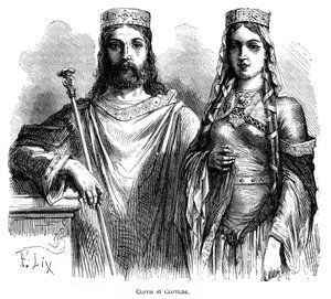 Kong Clovis I og Dronning Clotilde af Frankerne, slutningen af det 5. - begyndelsen af det 6. århundrede 1882-1884.
