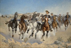 Afmonteret: The Fourth Troopers Moving the Led Horses, 1890 af Frederic Remington