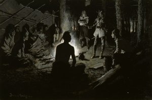 Fransk opdagelsesrejsendes råd med indianerne af Frederic Remington