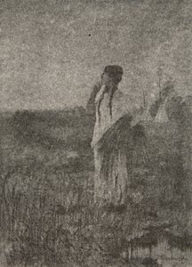 Som et spøgelse, der går ved solopgang, så han en jomfru gå, fra The Song of Hiawatha af Henry Wadsworth Longfellow (1807-82), pub. af George G. Harrap und Company Ltd., 1911 af Frederic Remington