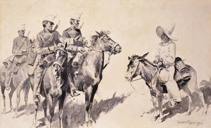 Mexicanske gendarmer spørger vejen, 1890 af Frederic Remington