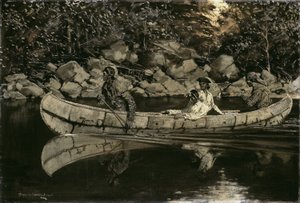 Paddling af den sårede britiske officer af Frederic Remington