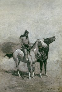 Ildæderen slyngede sit offer over sin pony, ca. 1900 af Frederic Remington