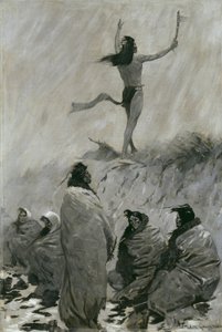 The Fire Eater Raised His Arms to the Thunder Bird, c.1900dani af Frederic Remington