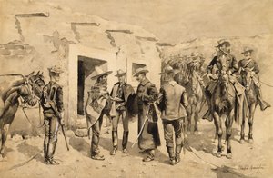 U. S. Cavalry jagter Garza-mænd på Rio Grande af Frederic Remington