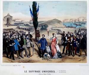 Allegori til den almindelige valgret af Alexandre Auguste Ledru-Rollin (Ledru Rollin) (1807-1874) Ledru Rollin, en kandidat til præsidentvalget i 1848, er tilhænger af Arbre de la Liberte, han var tilhænger af almindelig valgret, etableret