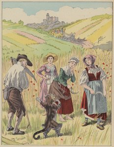 Le Chat Botte, Puss In Boots (farve litho) af Frederic Theodore (after) Lix
