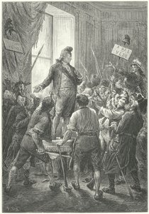 Ludvig XVI af Frankrig tvunget til at tage en frygisk kasket på af sans-culottes efter deres invasion af Tuileries-paladset