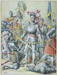 Slaget ved Pavia: Francois I, besejret, overgav sin tale til ridderen Charles de Lannoy i 1525 af Frederic Theodore Lix