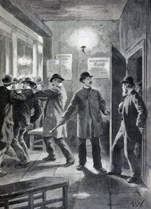 Politirazzia mod en anarkistklub i London af Frederic Theodore Lix
